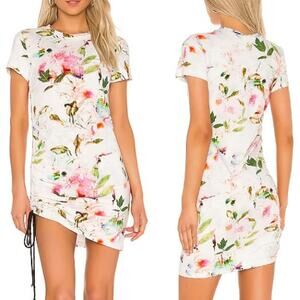 Pam & Gela Sheath Dress Women's Size P Cotton Multi Floral Print Short Sleeve